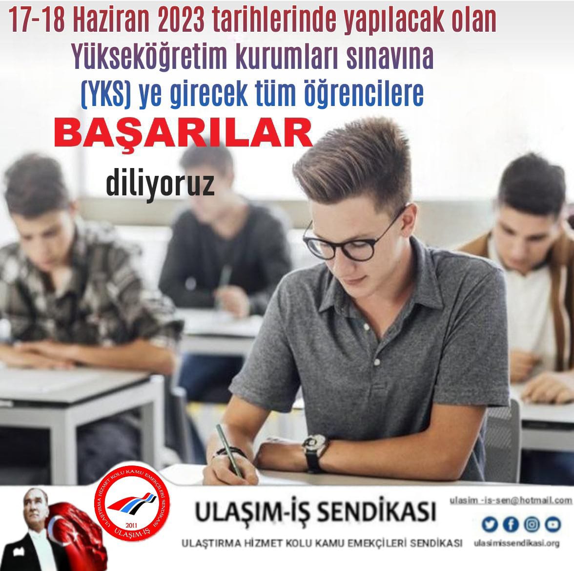 17-18  Haziran 2023 tarihinde yapılacak olan YKS sınavına girecek tüm öğrencilere başarılar dileriz