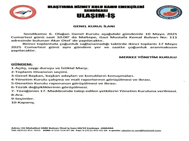 6.Olağan Genel Kurul İlanı